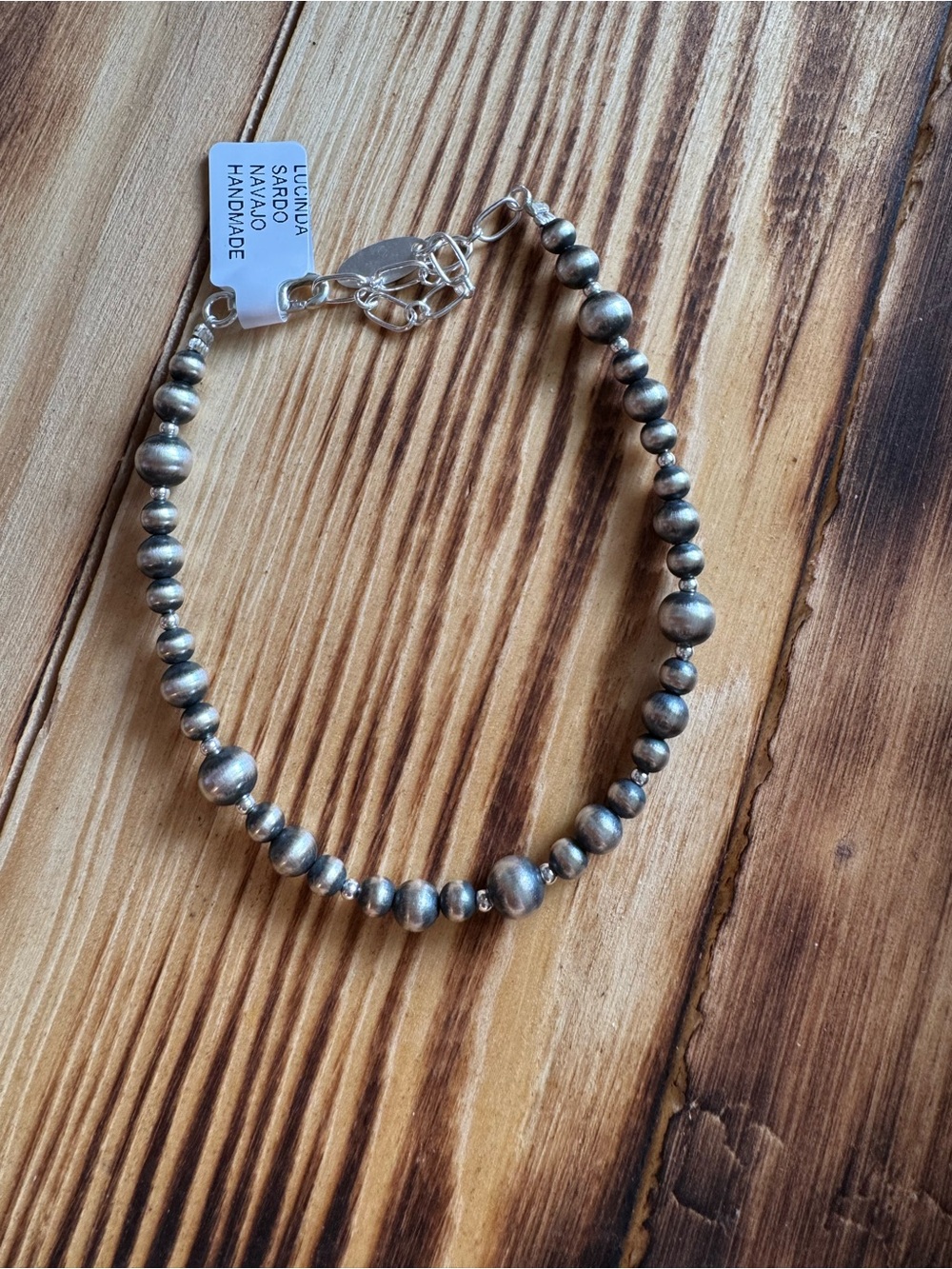 Lucinda Sardo Navajo Sterling Silver Beaded Bracelet